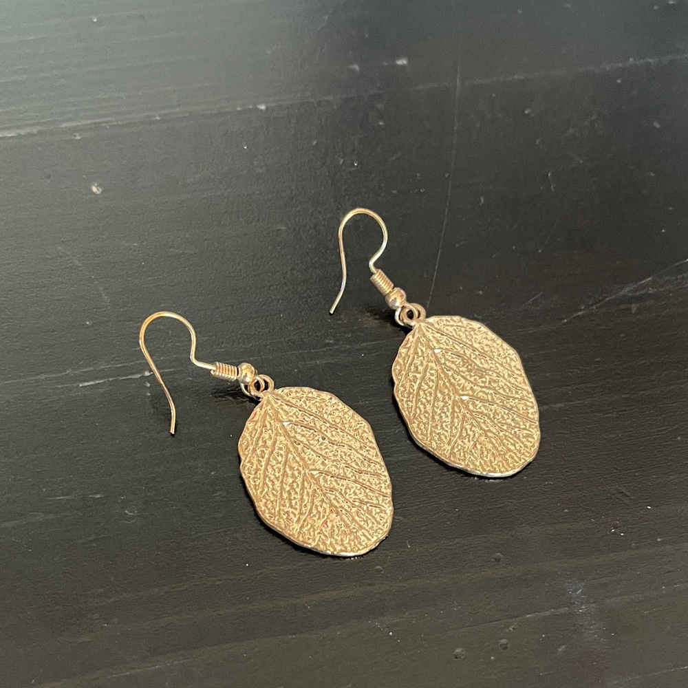 Gold Alder Leaf Earrings